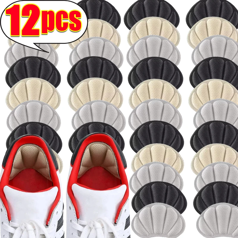 Almohadillas para zapatos deportivos en forma de abanico, plantilla de tacón suave de esponja 4D, antifricción, tamaño ajustable, accesorios para el cuidado de los pies, 12 Uds.