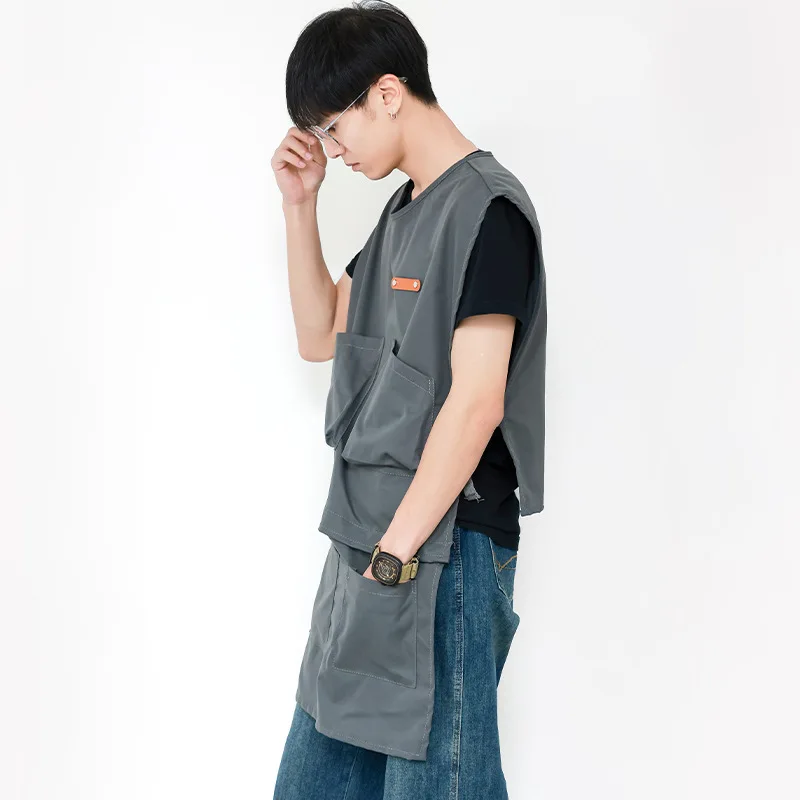 New Removable Work Coveralls Men Women Catering Barista Lengthened Apron Free Printing Logo