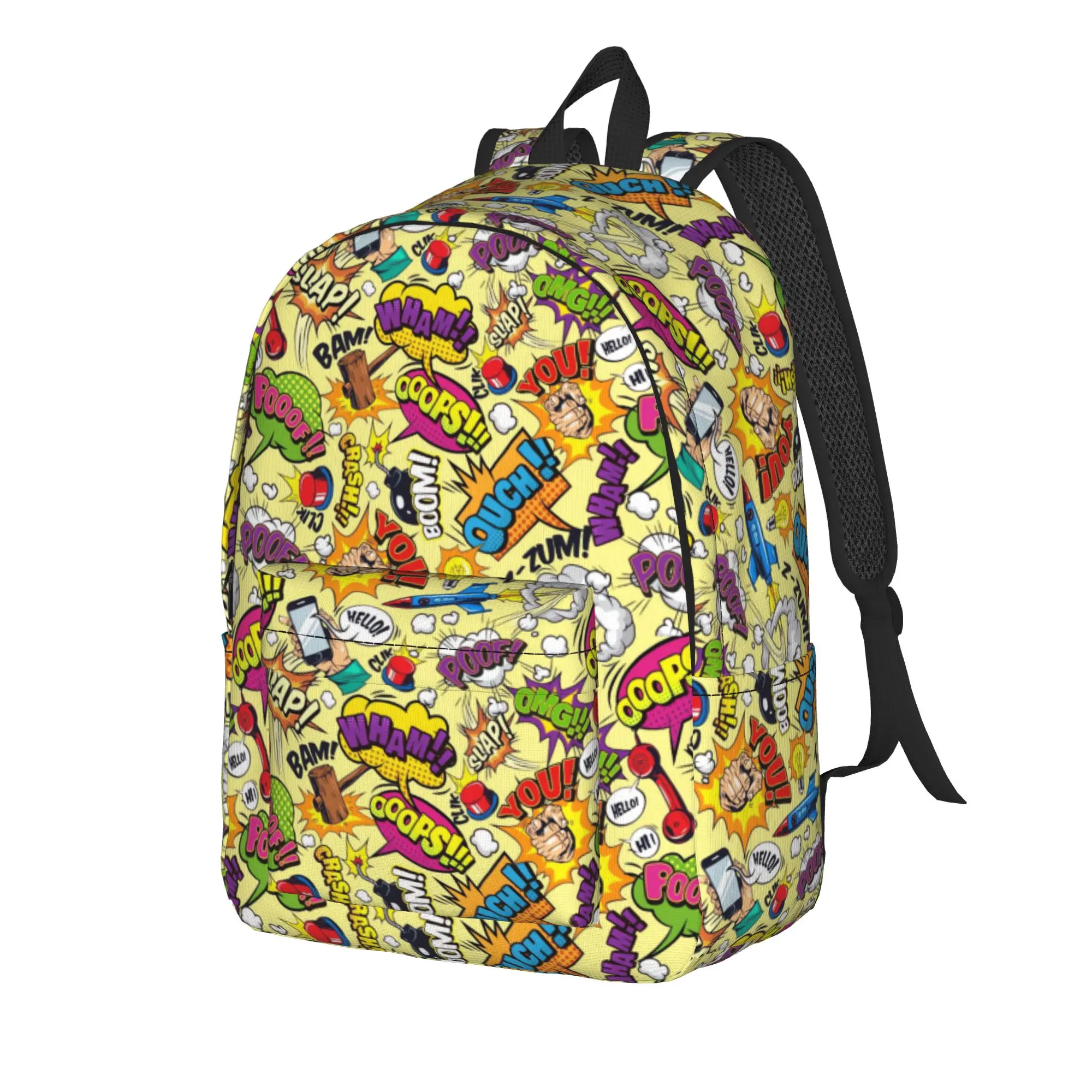 Comic Speech Bubbles   ()(8) Backpack  College Backpacks Women Elegant School Bags High Quality Soft Rucksack