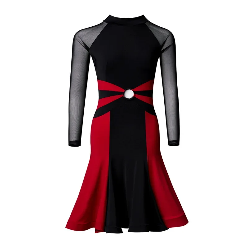 Femme mode robe de danse latine dame patchwork cha cha tango robe de danse