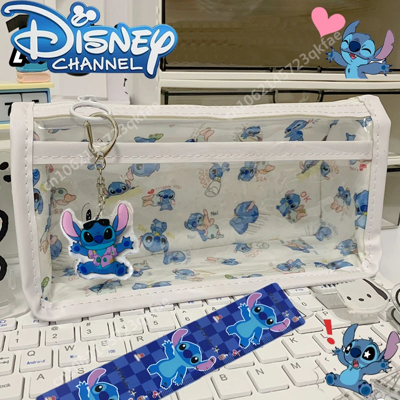 Cute Disney Stitch Double-deck Large Capacity Pencil Case Storage Student Cartoon Pencil Cases Bags Stationary School Supplies