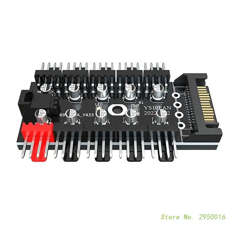 Adaptateur de contrôleur de vitesse pour PC, carte mère 10 Ports, 4Pin/Sata PWM, Extension de répartiteur de ventilateur, prise d'alimentation 12V