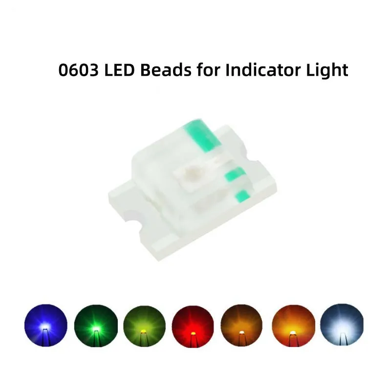 100PCS 0603 LED 1608 Red/Blue/White/Green/Yellow/Orange/Yellow-Green Indicator Light Dedicated LED Bead