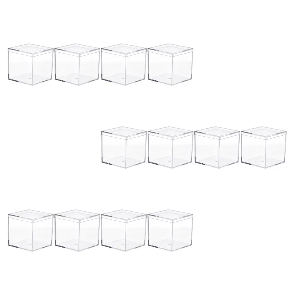 12Pcs Acrylic Storage Holder Elegant Simple Design Acrylic Container for Small Items Candy Dessert Jewelry Organizer Box