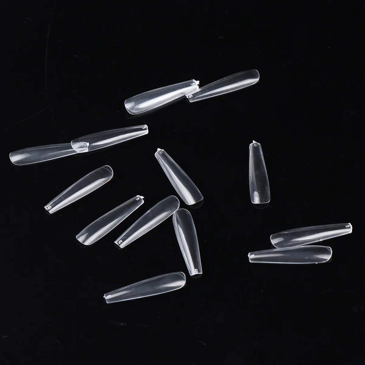 500Pcs Long Fake Nail Sticker Full Cover Transparent Nail Patch Easy Apply Manicure Accessories for Halloween Christmas Birthday