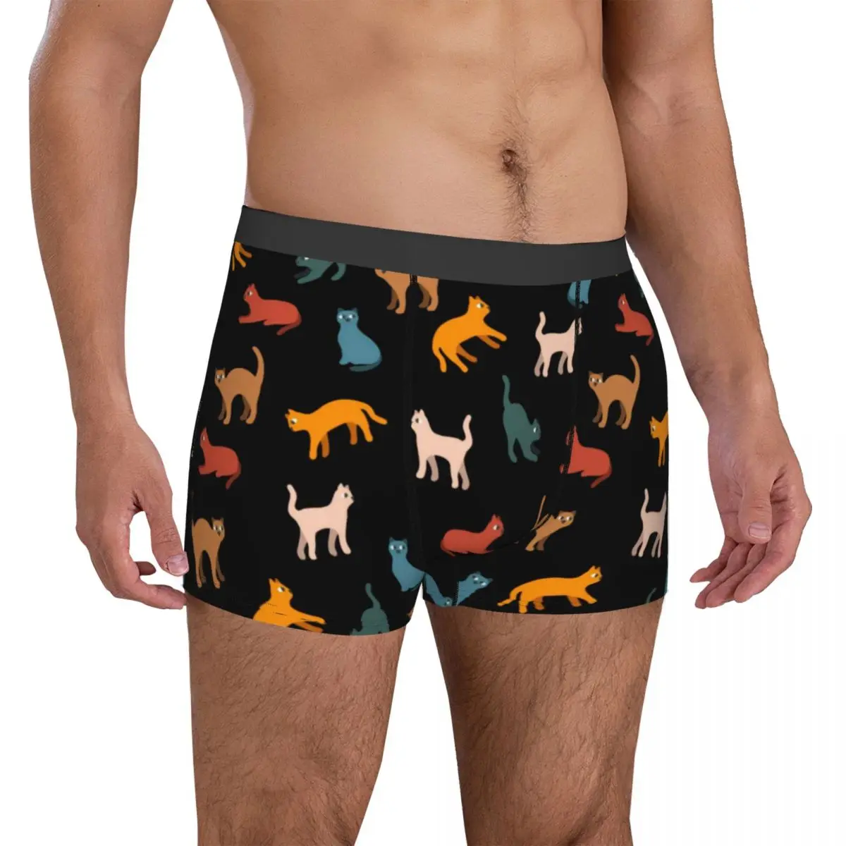 Black Cat Print Underwear Colorful Print Design Boxershorts Trenky Men Panties Cute Shorts Briefs Gift Idea