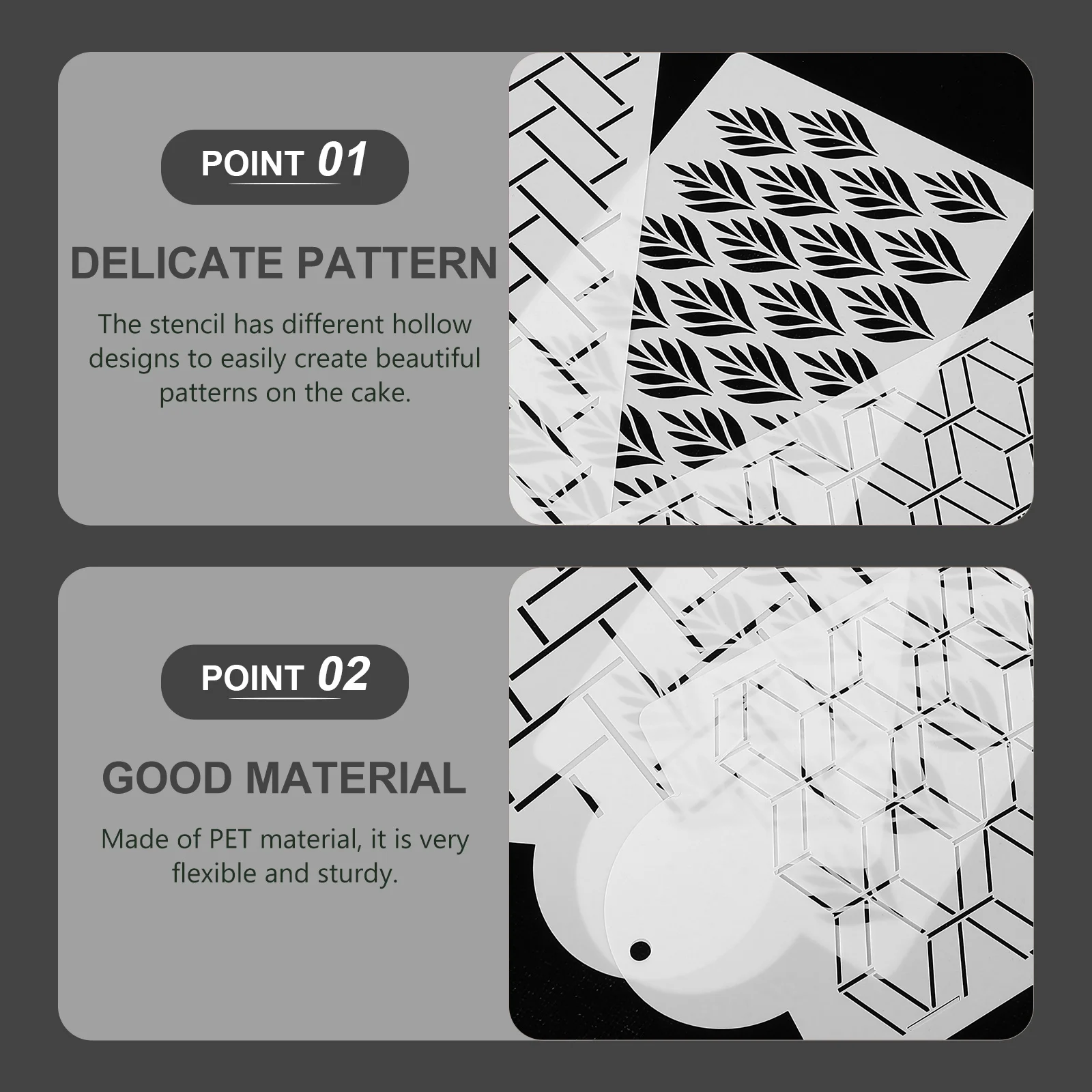 

12Pcs Cake Decorating Stencils Fondant Baking Templates Reusable Plastic Party Wedding DIY Supplies Cake Painting Molds