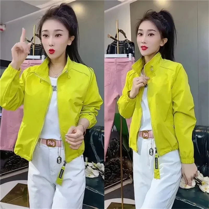 Casual Be All-Match Baseball Uniform Short Jacket Women's Explosions Spring Coat Lady Small Fragrance Outerwear Thin Female Tops