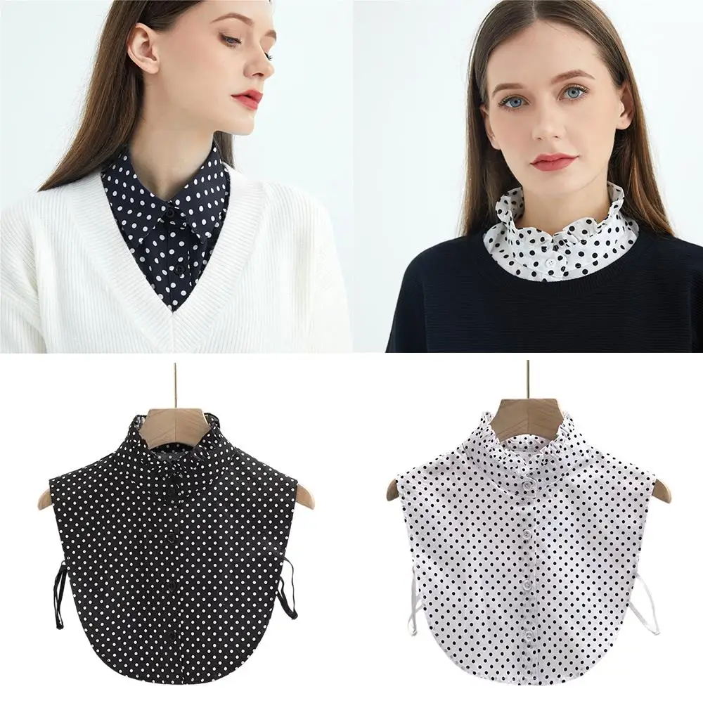 نصف قميص بلوزة فو طوق منقطة قميص انفصال طوق للإزالة قابل للتعديل DIY بها بنفسك طوق الزخرفية متعددة الوظائف