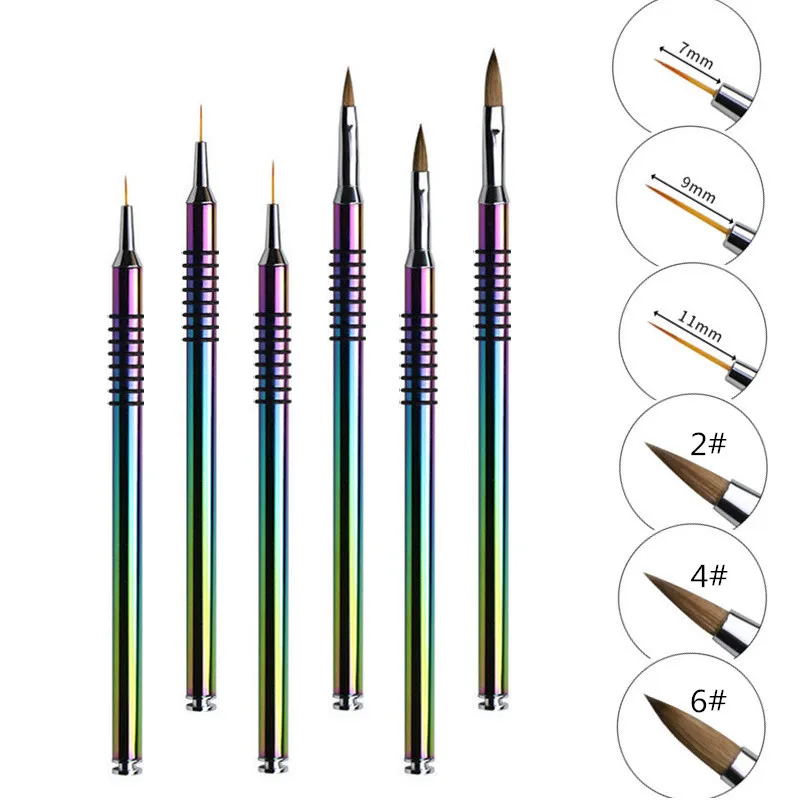 

Nail Art Line Painting Drawing Brush Metal Handle UV Gel Extension Builder Polish Carving Pen Manicure Accessories Tool