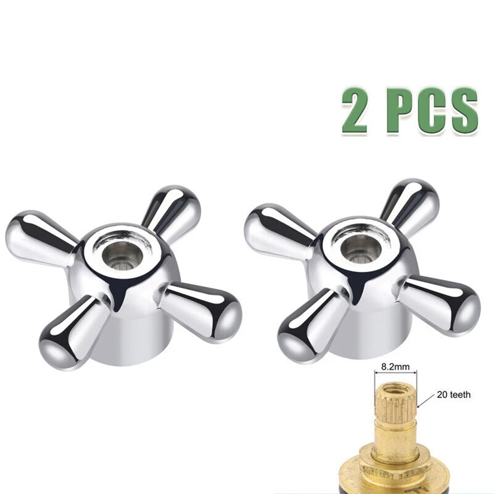 2pcs Cross Faucet Handle Knob Alloy Replacement Tap Kit Hot Cold Sink Taps Switch For Kitchen Bathroom Valve Core