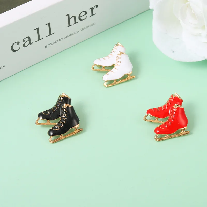 Creative Personality Skate Shoes Metal Enamel Brooch Fashion Cartoon Figure Skater Badge Trendy Charm Backpack Jewelry Gift