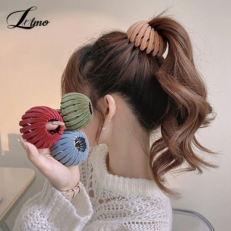 

Fashion Women Bun Hair Claw Horsetail Buckle Hair Clip Bird Nest Expanding Headwear Female Ponytail Holder Hair Accessories