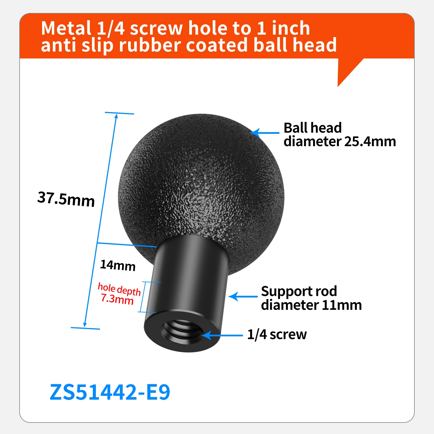 Aluminium 1 Zoll Kugelkopf-Adapter 1/4 M6 ARRI Positionierungsschraube Motorrad Fahrrad Handy GPS-Halterung für Gopro Insta360 Kamera – Detail 5