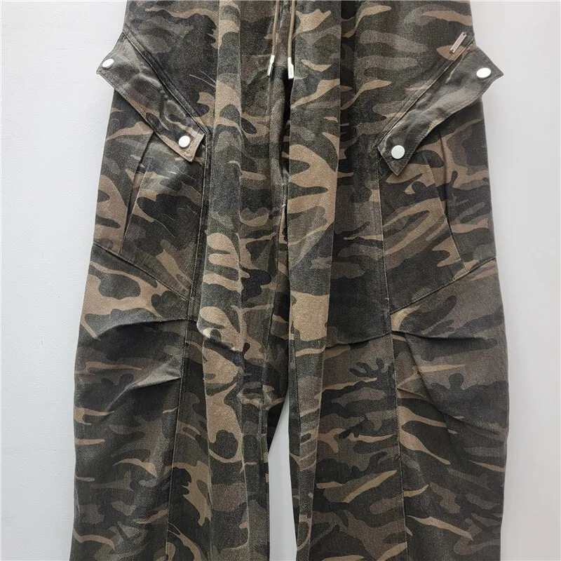 HKSH Autunno Nuove Donne Americano Retro Pantaloni Cargo Coulisse Elastico in Vita Tasche Mimetiche Safari Style Chic Ins Casual HK9369