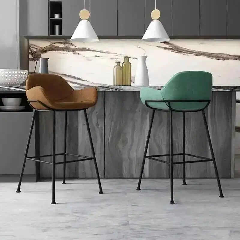 

Black Chairs Iron Bar Nordic Creative Backrest Armchair High Chair Modern Simple Bar Stool Home high table Kitchen Bar Chair Z