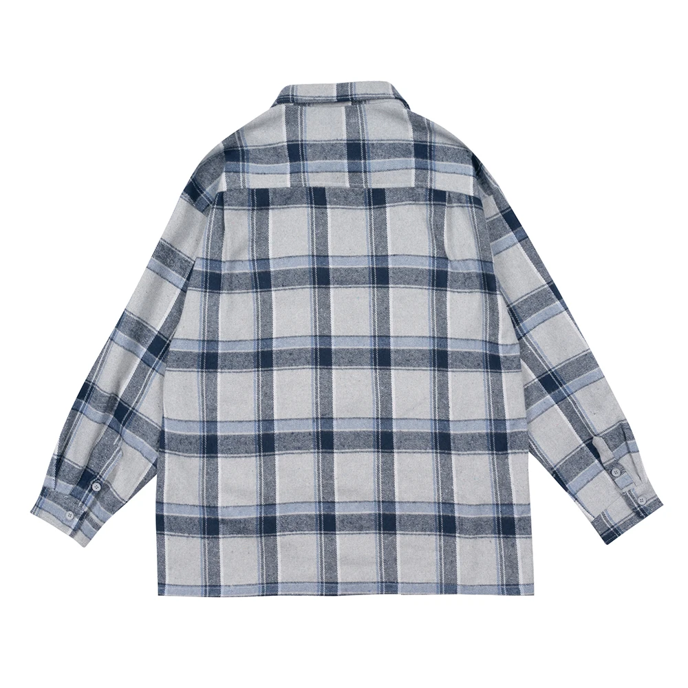 Y2k Vintage Patchwork Baggy Checkered Shirts Unisex Streetwear Casual Plaid Camisas Ropa Hombre Oversized Long Sleeve Blouses