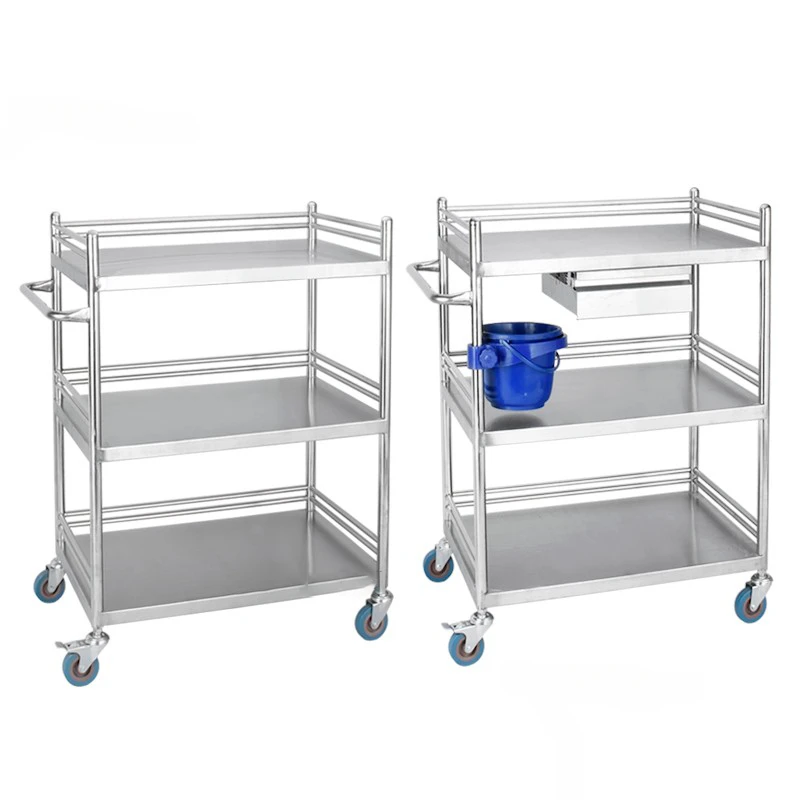 Stainless Steel Trolleys Hospital Trolley Cart Beauty Salon Rack Operating Room Medical Equipment Instrument Mobile Cart