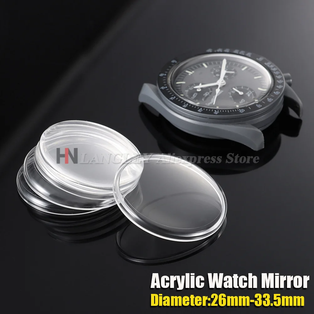 Watch Accessories Acrylic Watch Mirror, 26~33.5mm Acrylic Pot Lid High-Quality Watch Mask Transparent Surface Fat Face Mirror