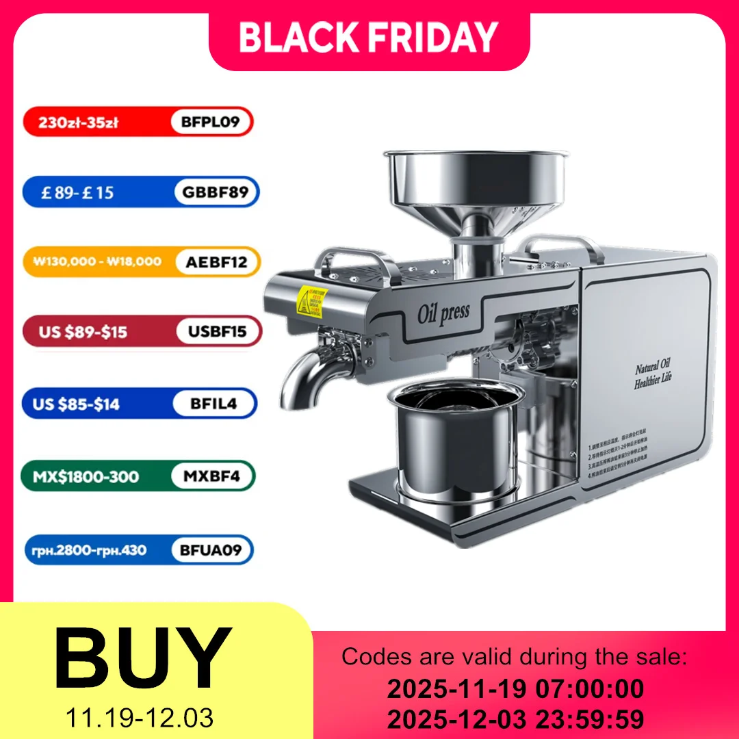 Oil Machine 7-11kg /H Automatic Cold Press High Speed Oil Extractor Extraction Temperature Control Peanut Coconut Oil Press