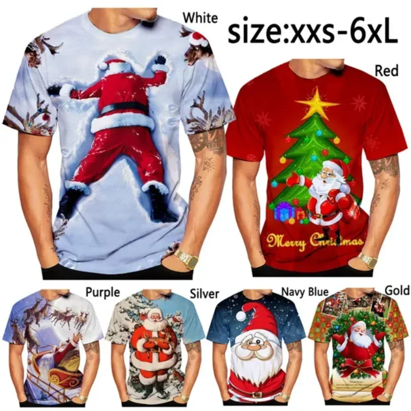 

Fashion Personalized Men Clothing New Christmas Santa Claus 3D Print T-shirt Casual Oversized T Shirt Harajuku Street Unisex Top