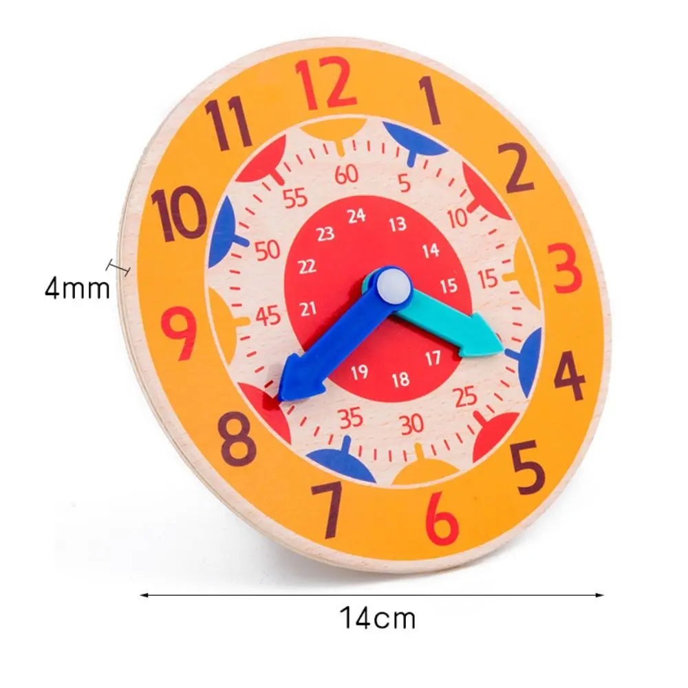 Jouets mathématiques en bois durables pour enfants, Montessori, horloge d'apprentissage du temps, jouet rond fuchsia, aides aux enfants, 2 pièces