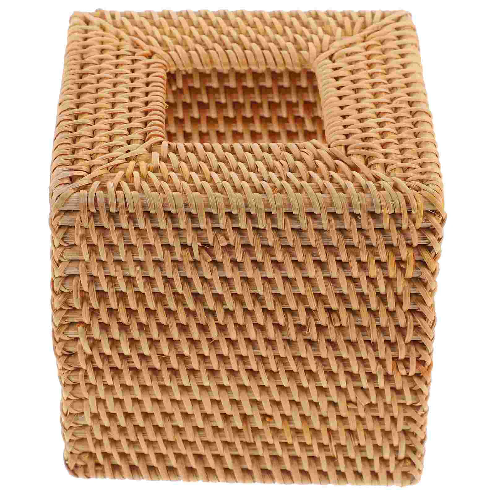 

Rattan Tissue Box Travel Holder Sponge Desktop Decoration Paper Towel Stand Boxes Office Organizer Bracket