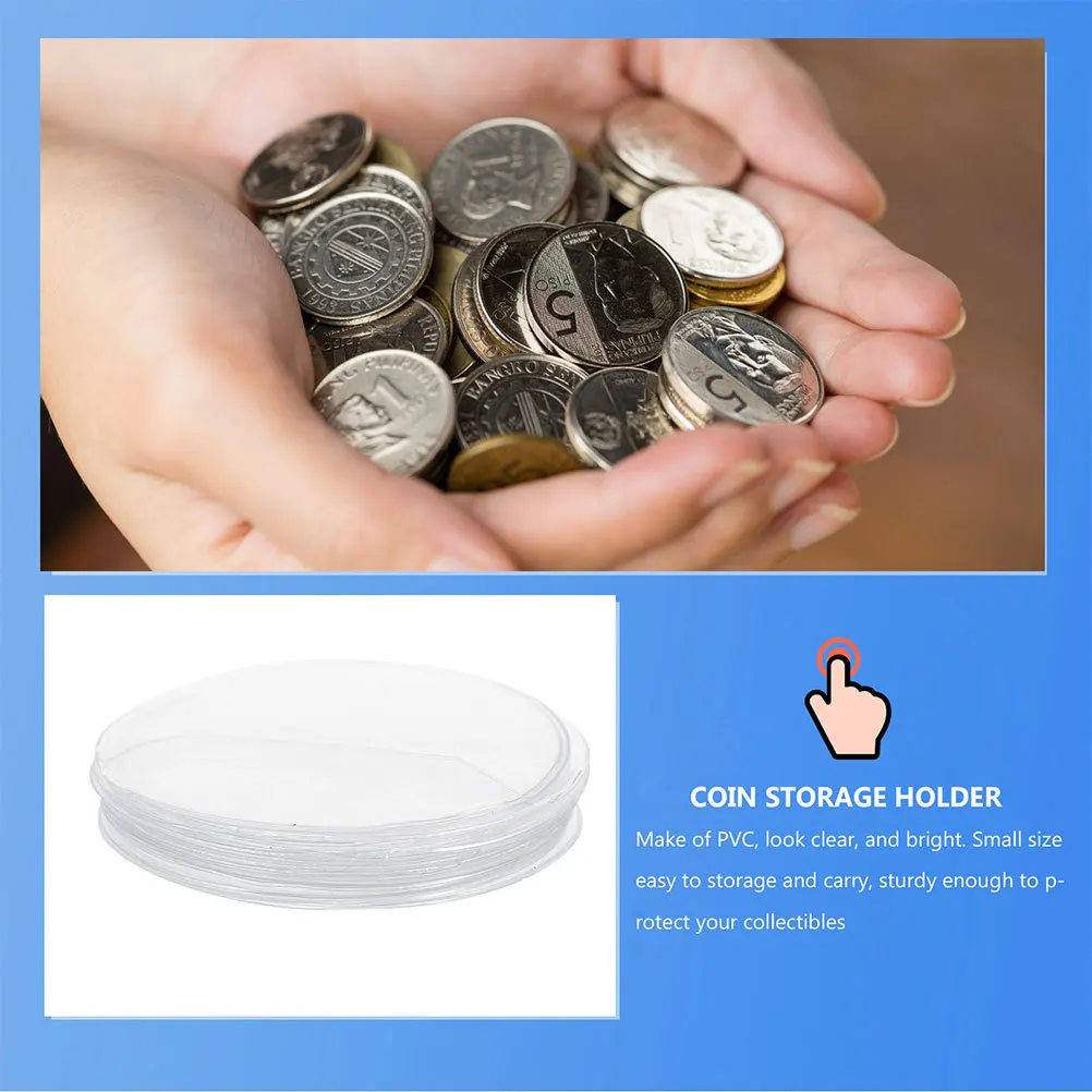 

20pcs Protection Covers Reusable Anti-Scratch Clear Holders For Coin Medallion Souvenir Display Storage Portable Coin Cases