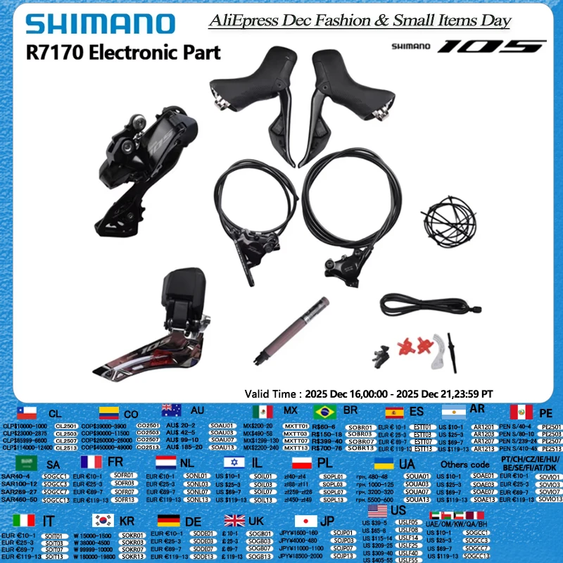 

Shimano 105 R7170 Electronic Part Groupset FD R7150 2x12s RD-R7150 Battery DN300 Road Bicycle Di2 R7170 L05A K05S Small Set