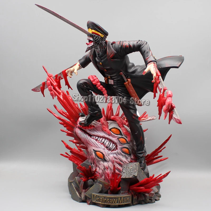 Anime Chainsaw Man Figures Denji VS Samurai Sword Action Figures 35cm PVC Figurine Model Collection Toys for Children Doll Gifts