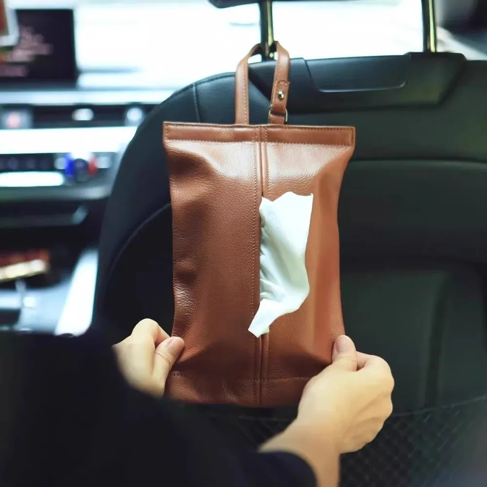 Mounted Design Face Towel Storage Bag Car Interior Wall-mounted Car Storage Box Multi-Function Car Tissue Box Car Seat Area