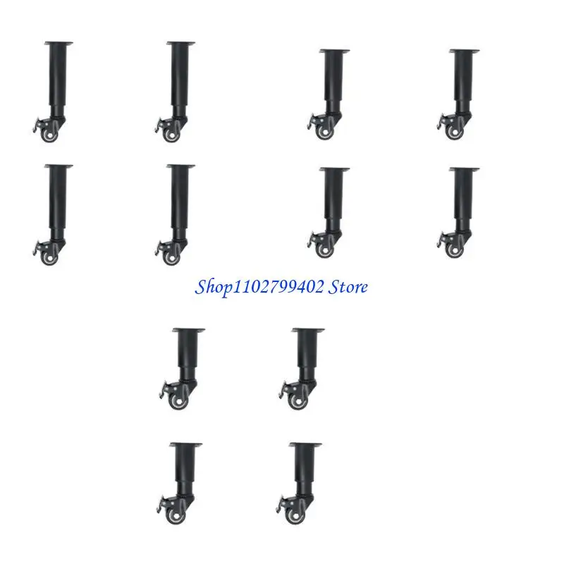 547F 4Pcs Metal Adjustable Furniture Legs with Braked Swivels Casters Table Legs Heavy Duty Replacement Support Legs Enduring