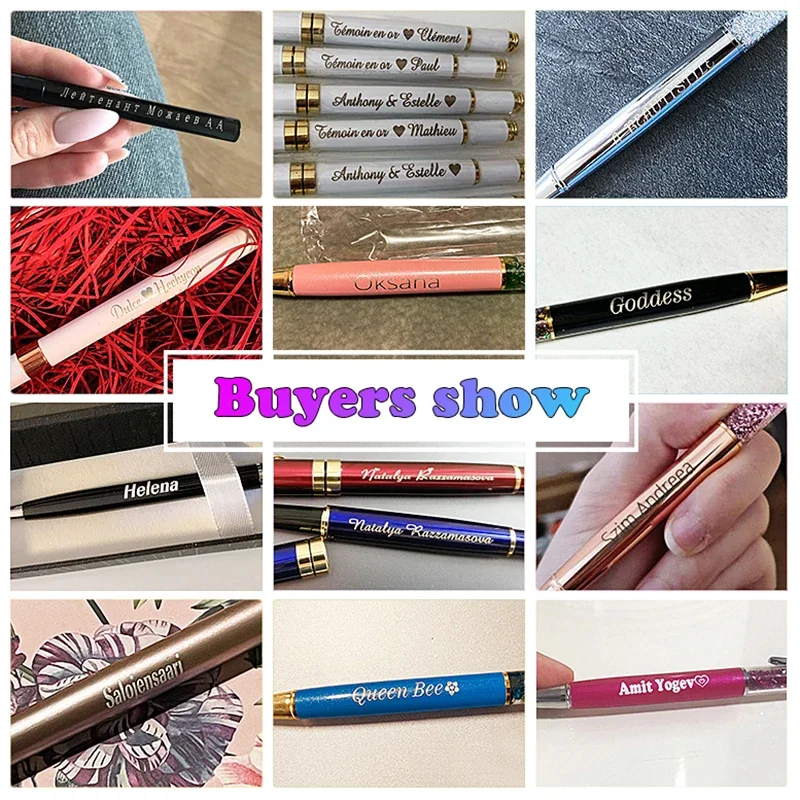 10 Teile/los Kreative Gold Folie Öl Stift Individuelles LOGO Kristall Wafer Stift Hochwertige Metall Unterschrift Stift Gravierte Name Schreibwaren