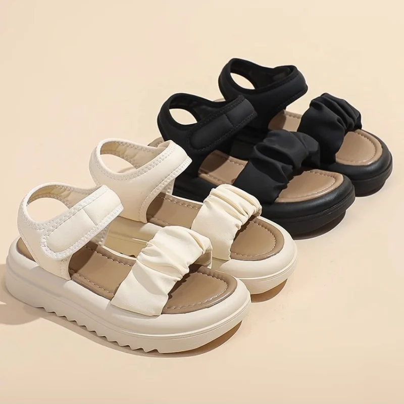 Plus Size 28-43 Women Platform Sandals Girls Summer Footwear Hook & Loop Soft Thick Sole Sandal Parent-child Shoes Mom Daughter