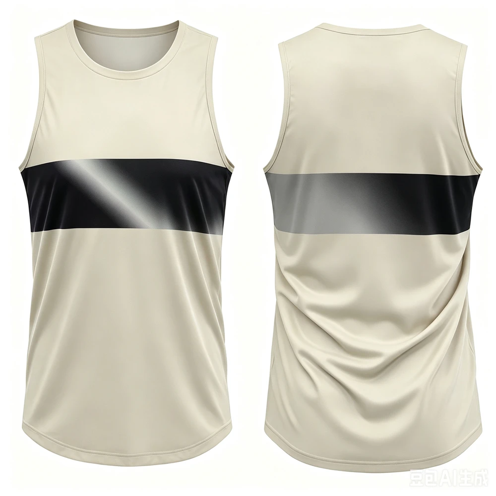 Outdoor Running Sports Men's Tank Top Fashion Gradient Stripe Print Tee Summer Quick Dry Breathable Vest Casual Sleeveless Shirt