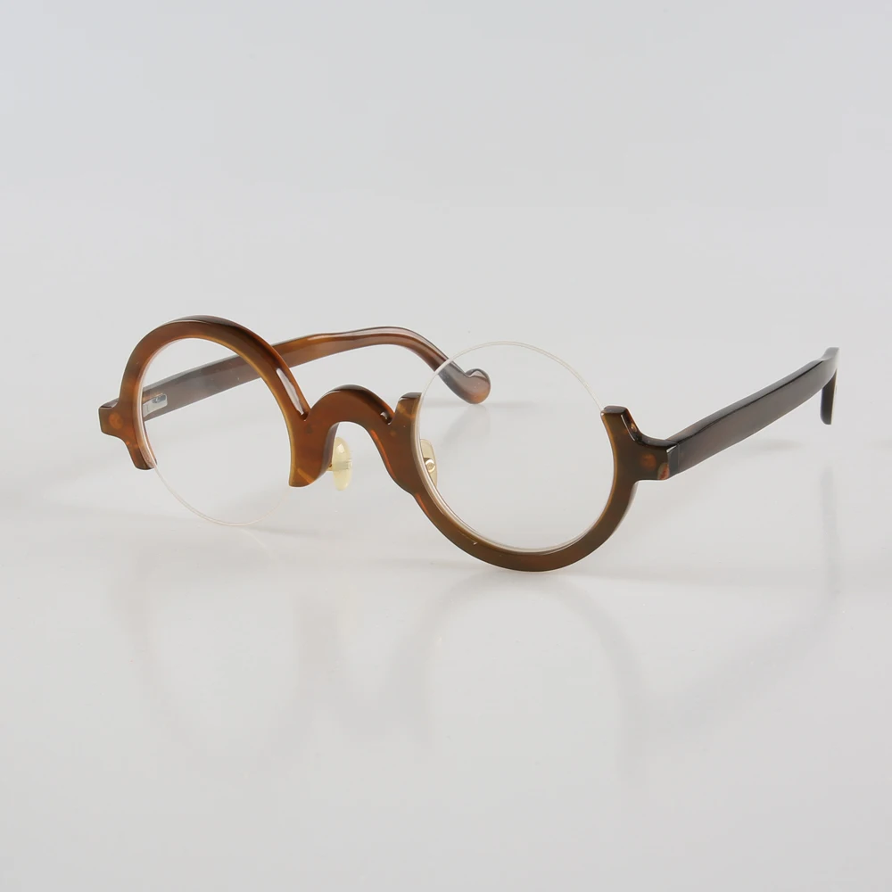 Eyeglass Frames Unique Handmade Natural Horn Prescription Man Glasses Frame Half Rim Asymmetry Vintage Optical Lenses Eyeglasses