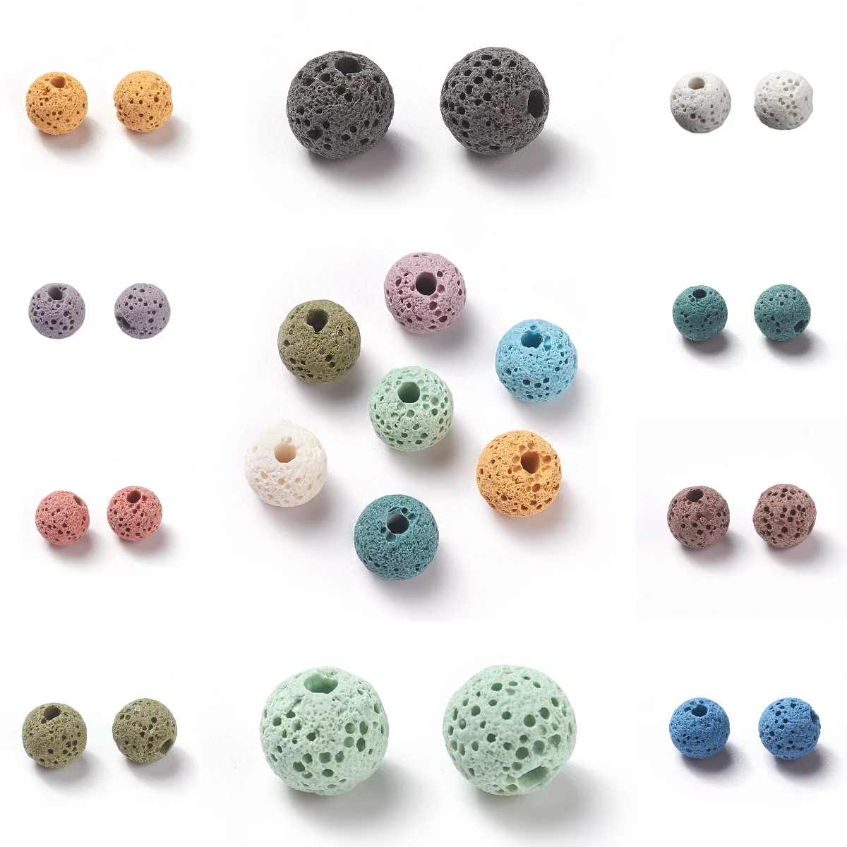 Cuentas de roca de Lava Natural para fabricación de joyas, cuentas espaciadoras redondas de 8,5mm, color gris, para Perfume, aceites esenciales, DIY