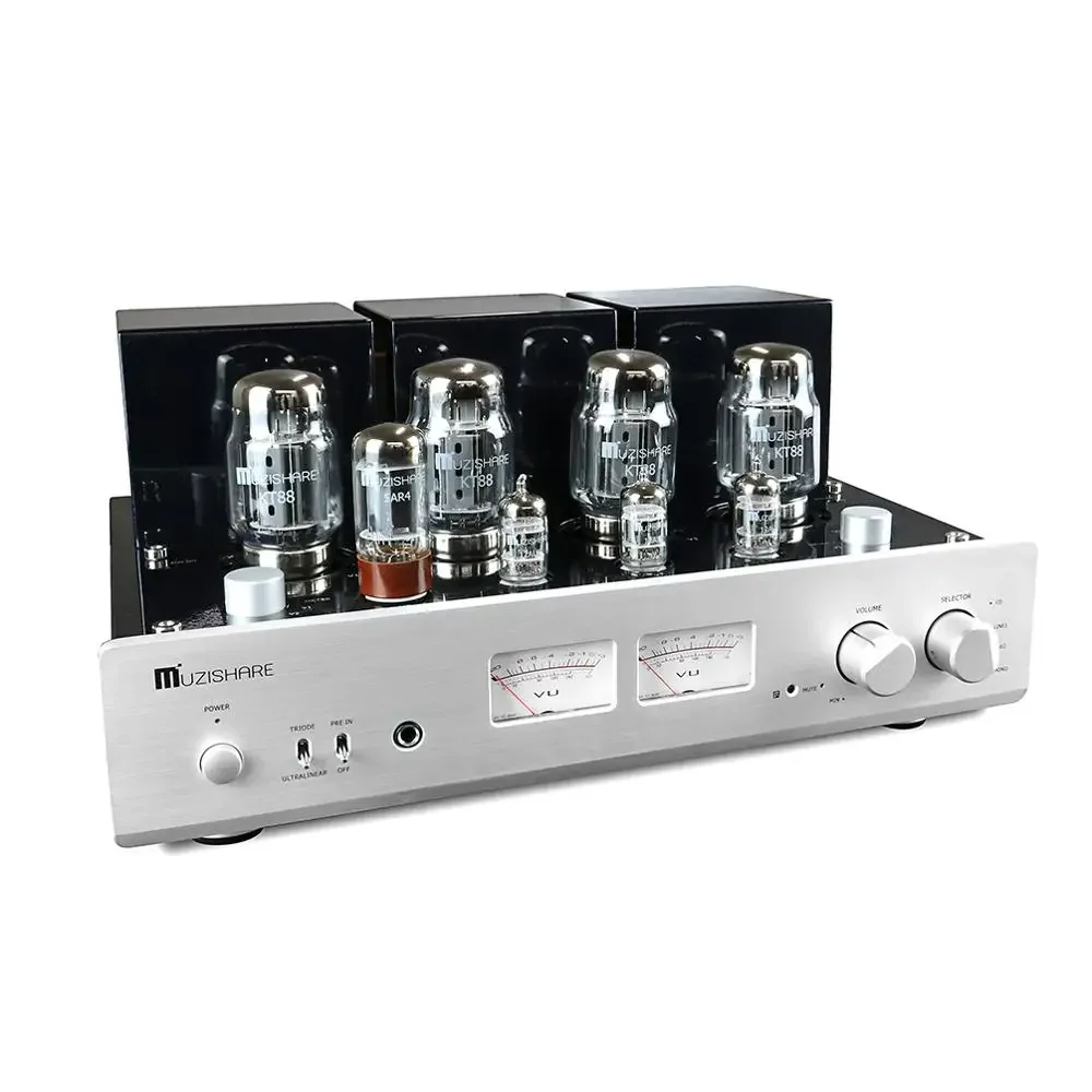 MUZISHARE X7 Amplifier Tabung Seimbang KT88 Amp Daya Rektifikasi Tekanan Tinggi Ganda GZ34 260W Phono Preamplifier Input XLR