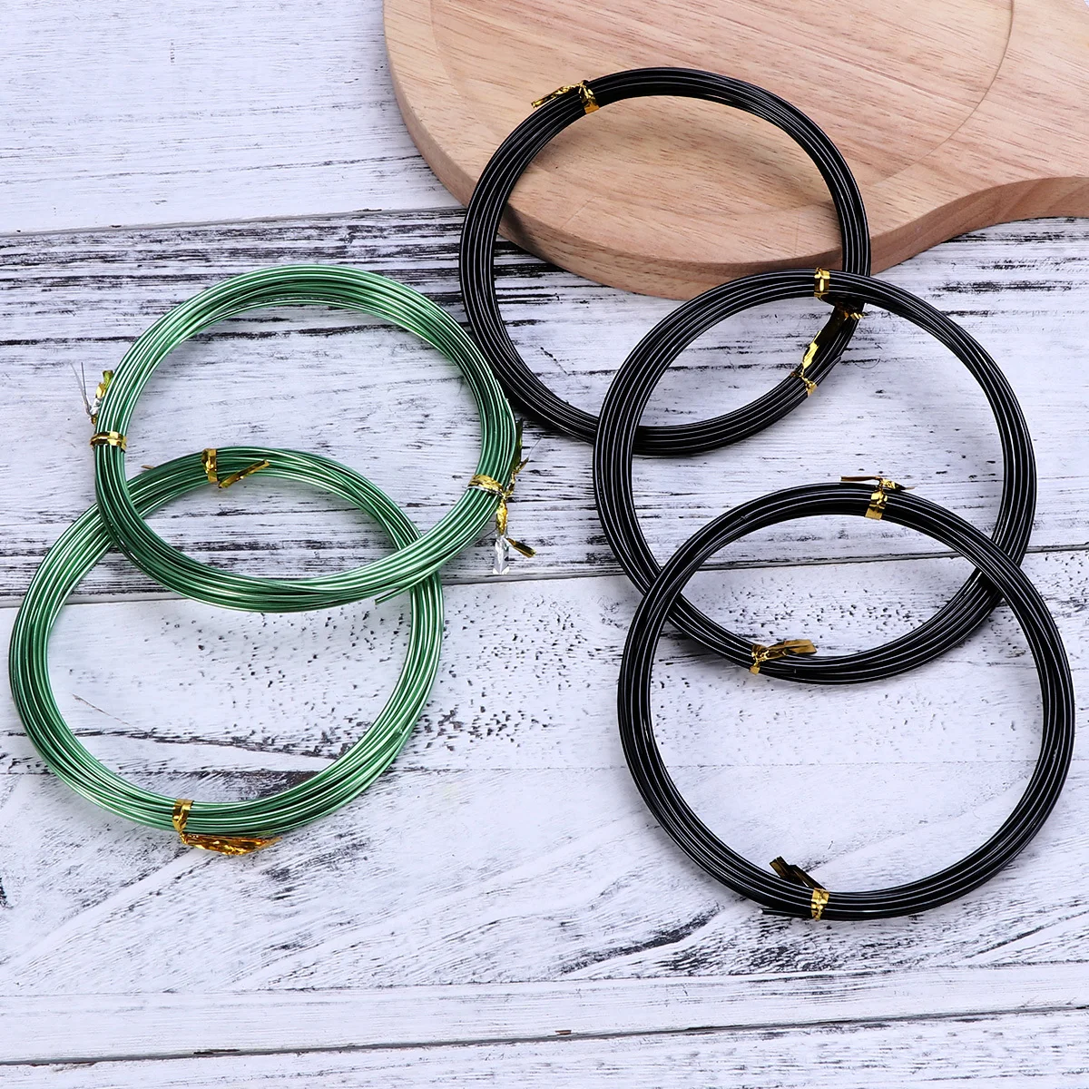 

5 Roll DIY Aluminum Wire Set Colored Wire for Handwork Gardening Jewelry Making Crafts Black Green