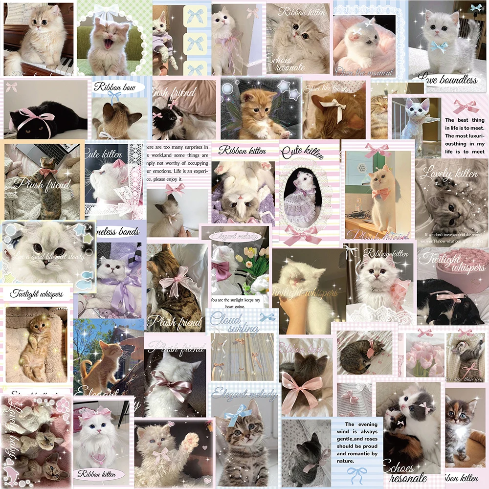 10/30/50pcs Cute INS Ballet Style Kitten Cat Stickers Aesthetic Graffiti Decals DIY Water Bottle Phone Laptop Kawaii Sticker Toy