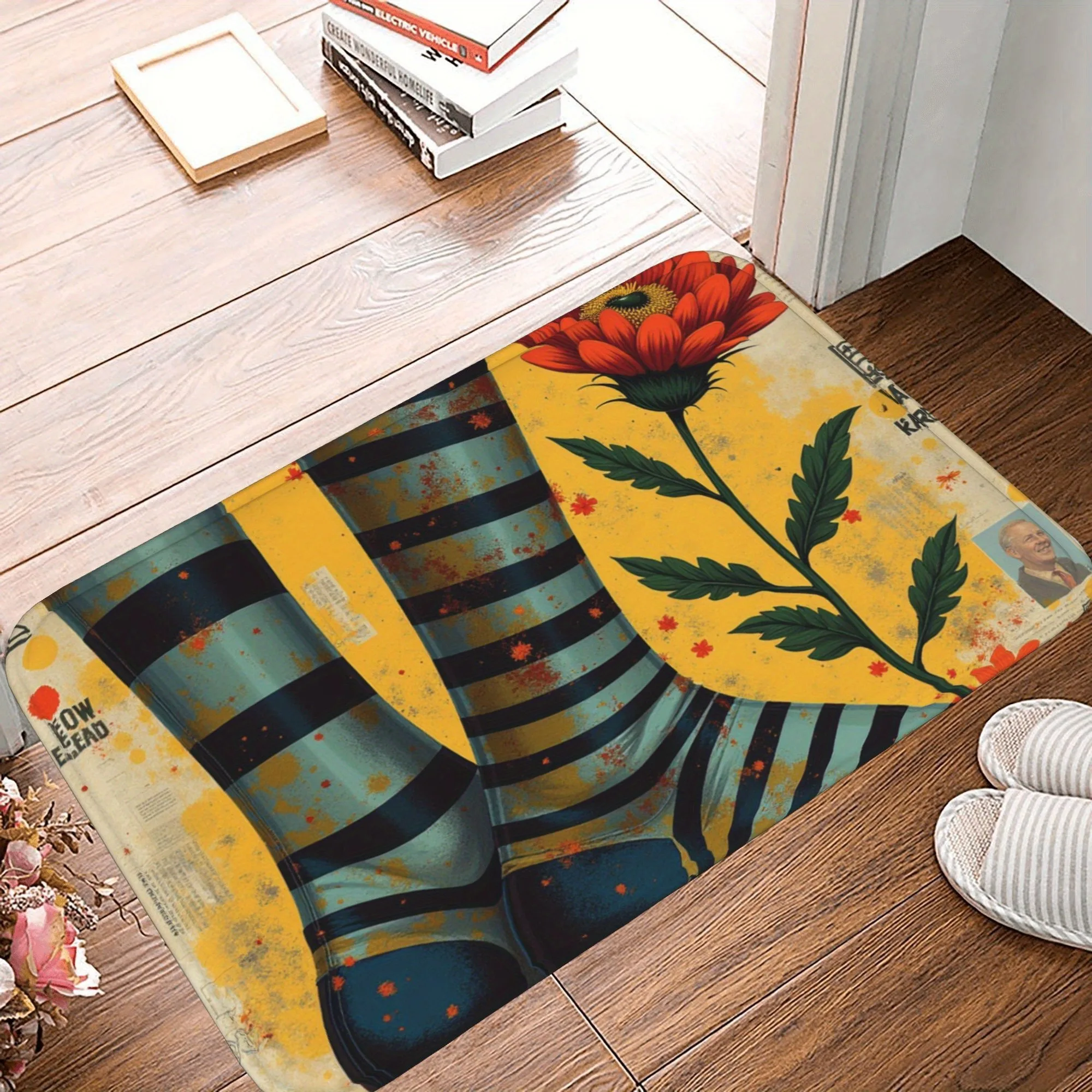 

1PC Stockings Pattern Kitchen Rug Non-Slip Door Mats Pop design Bathroom Rug Bath Mat Carpet for Home Sink Laundry Decor