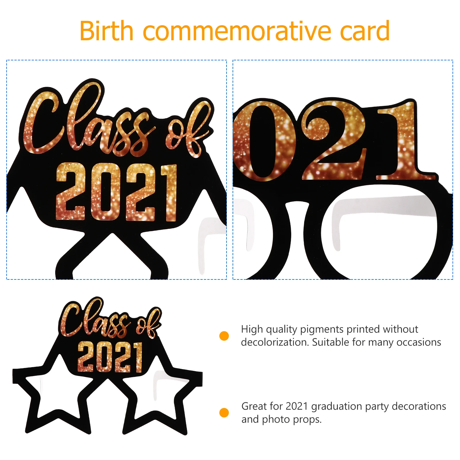 

6 Pcs Paper Glasses Photo Props for Graduation Party Lightweight Breathable Creative Selfie Accessories Decorations
