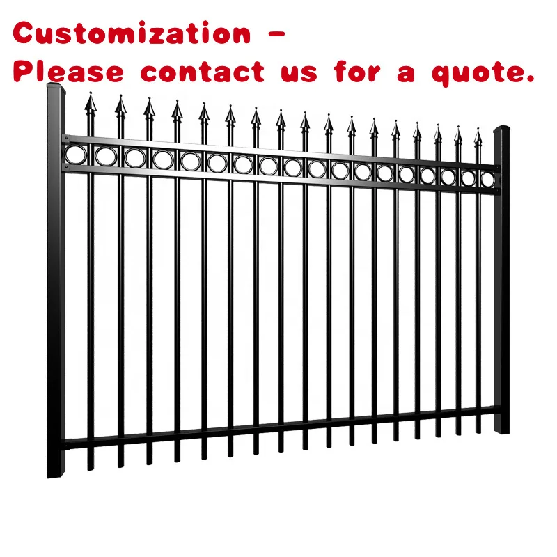 

custom.Modern Garden Black Galvanized Steel Picket Metal Fence Panels High Quality Decorative Heat Treated Wood 3D Modelling Inc