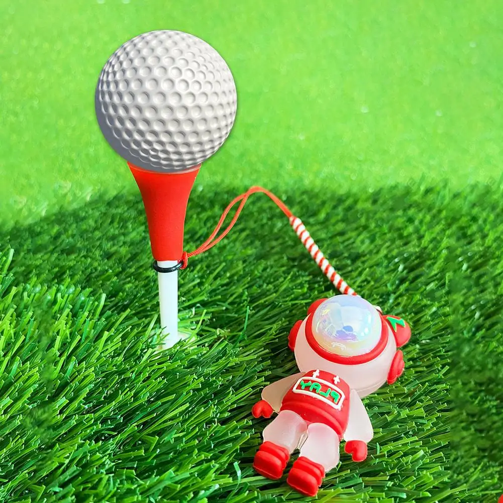 Cartoon Cute Golf Rubber Tees With Flashing Night Light Prevent Loss Golf Ball Holder With Braided Rope Outdoor Golf Accessories