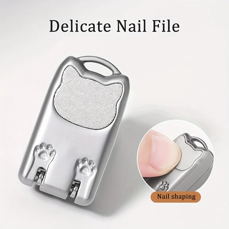 1pc Exquisite Kitten Keychain Foldable Nail Clipper Stainless Steel Rotary Toenail & Fingernail Manicure Trimmer