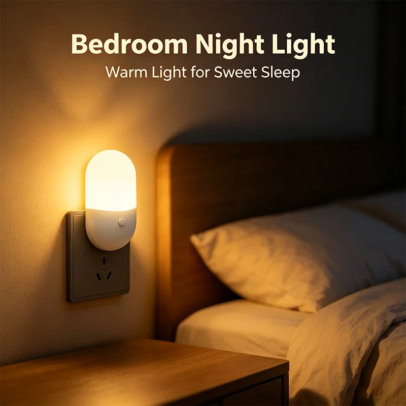 Led Mini Night Light Switch Plug-In Led Light Eye Protection Night Light Lamp Use For Bedside Baby Feeding Living Room