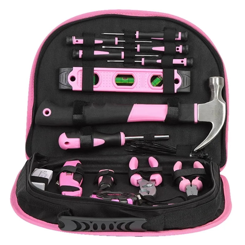 

Pink Toolbox 103 Set Household Pink Women's Hardware Pliers Wrench Tape Measure Car