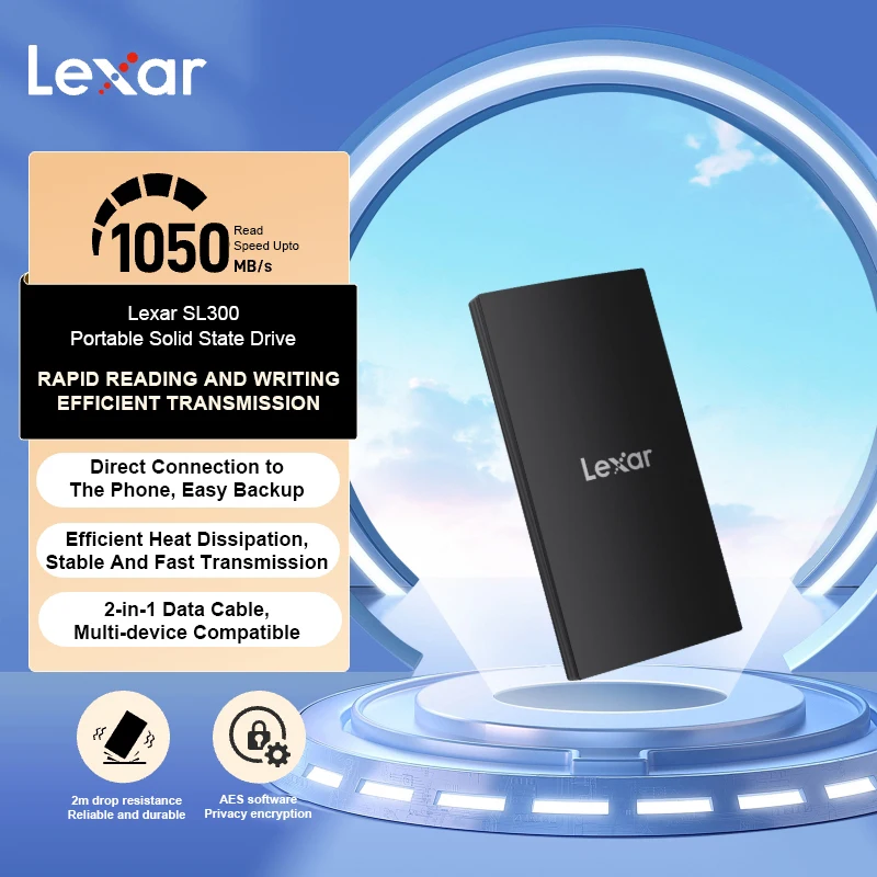 Lexar NVMe SSD Внешний Жесткий Диск Портативный 2 ТБ/1 ТБ Высокоскоростной 1050 МБ/с USB-C/USB-A Для Ноутбуков ПК Mac Lexar NVMe SSD Внешний Жесткий Диск Портативный 2 ТБ/1 ТБ Высокоскоростной 1050 МБ/с USB-C/USB-A Для Ноутбуков ПК Mac
