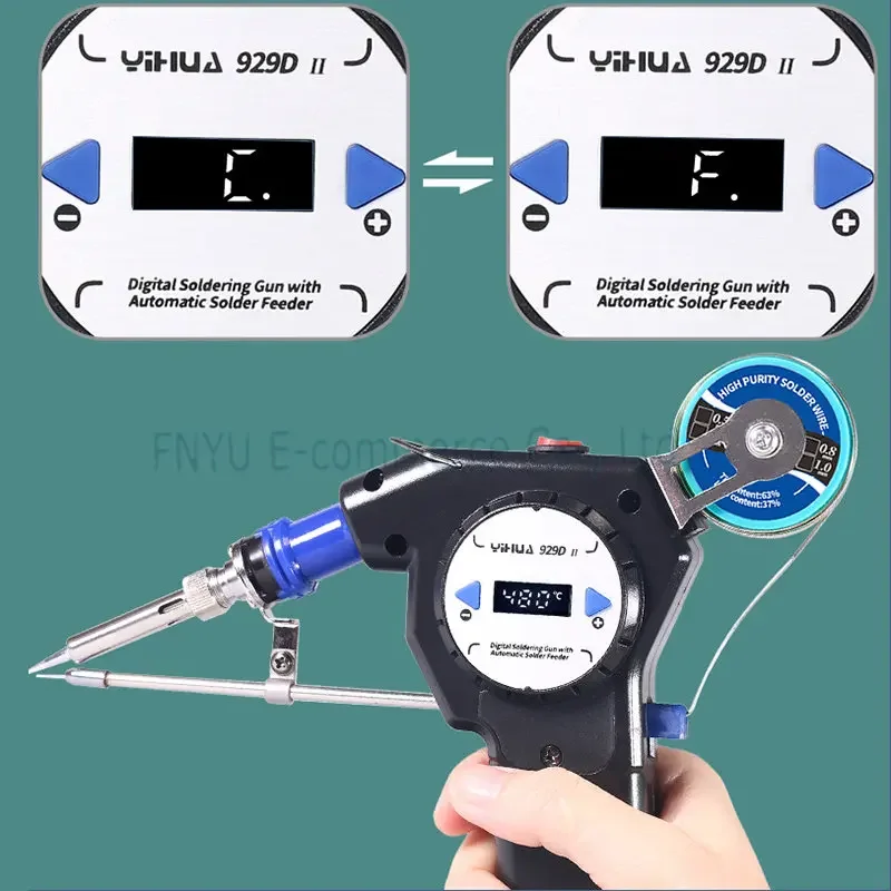 YIHUA 929D II Digital Automatic Tin Gun 130W Portable Soldering Iron Auto Sleep Adjustable Temperature Welding Repair Tool