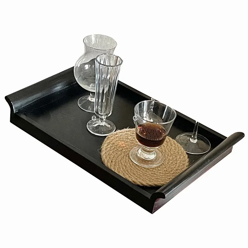 

Tray Rectangle B & B Hotel Anti-scalding Storage Tray Wood Retro Solid Wood Cashier New Chinese Tray
